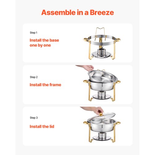 Chafing Dish Buffet Set 5 Qt 4 Pack Stainless Steel Chafer with 4 Full