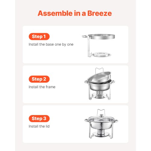 Chafing Dish Buffet Set 5 Qt 4 Pack Stainless Steel Chafer with 4 Full