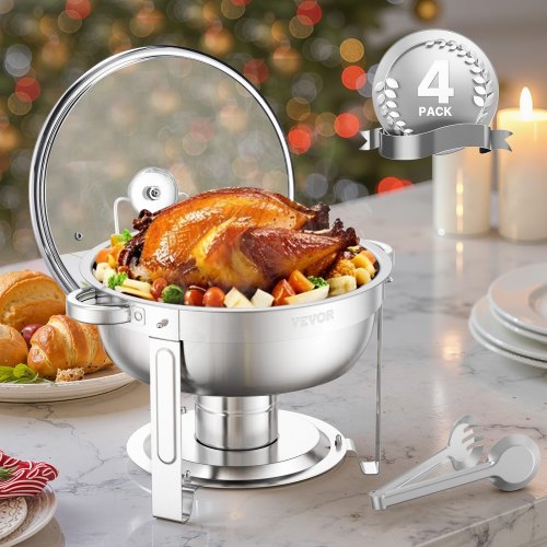 Chafing Dish Buffet Set 5 Qt 4 Pack Stainless Steel Chafer with 4 Full