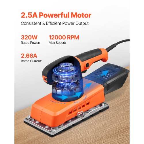 Sheet Sander 12 Sheet 25A Electric Sander for Woodworking Max 12000RPM
