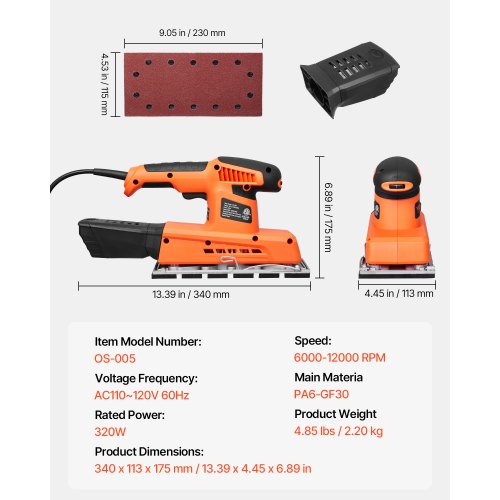 Sheet Sander 12 Sheet 25A Electric Sander for Woodworking Max 12000RPM