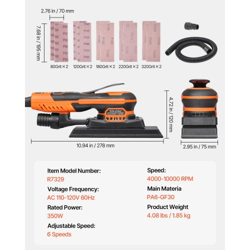 Sheet Sander 38 Sheet 3A EC Brushless Sander Max 10000RPM Variable Speed