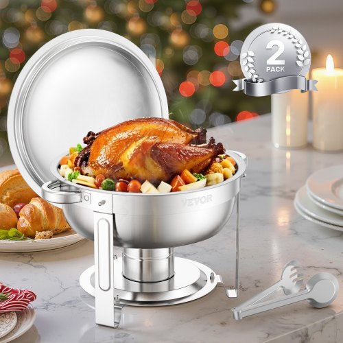 Chafing Dish Buffet Set 5 Qt 2 Pack Stainless Steel Chafer with 2 Full