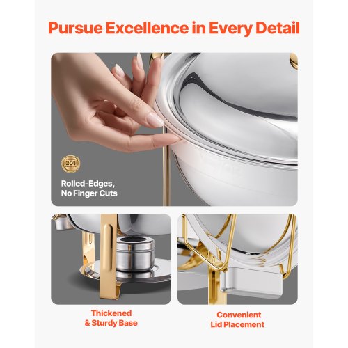 Chafing Dish Buffet Set 5 Qt 4 Pack Stainless Steel Chafer with 4 Full