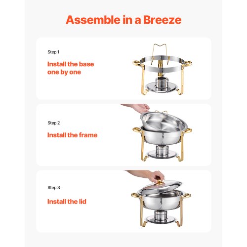 Chafing Dish Buffet Set 5 Qt 4 Pack Stainless Steel Chafer with 4 Full