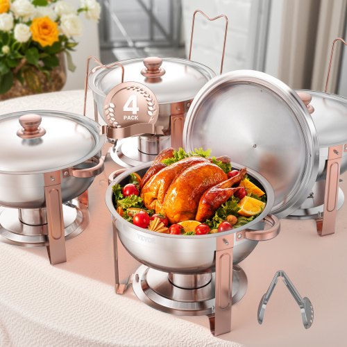 Chafing Dish Buffet Set 5 Qt 4 Pack Stainless Steel Chafer with 4 Full