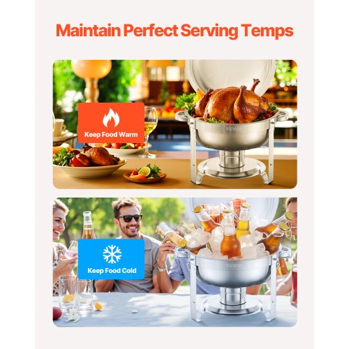 Chafing Dish Buffet Set 5 Qt 4 Pack Stainless Steel Chafer with 4 Full
