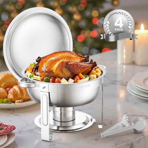 Chafing Dish Buffet Set 5 Qt 4 Pack Stainless Steel Chafer with 4 Full