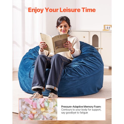 Bean Bag Chair Round BeanBag Chair with Removable Washable Cover for Adult