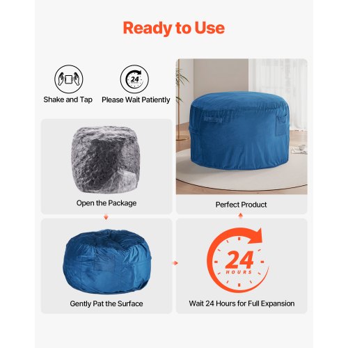 Bean Bag Chair Round BeanBag Chair with Removable Washable Cover for Adult