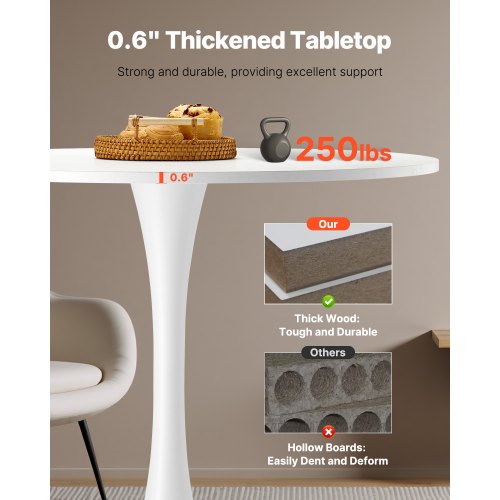 Round Dining Table 31.5 in Wood Table for 24 Person Modern Circle