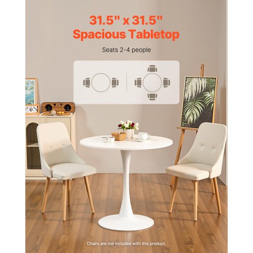 Round Dining Table 31.5 in Wood Table for 24 Person Modern Circle