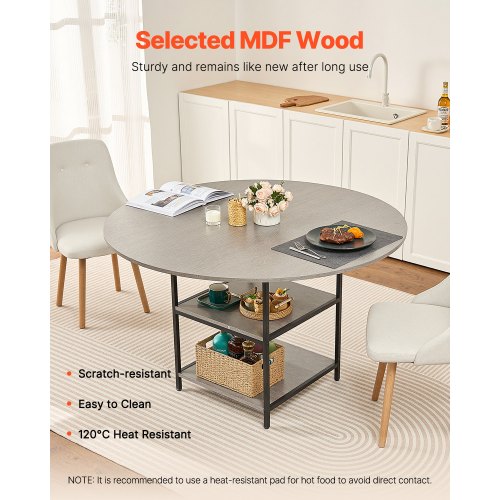 Round Dining Table 47 inch Wood Table for 46 Person Modern Circle Dinner