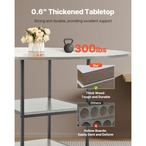 Round Dining Table 47 inch Wood Table for 46 Person Modern Circle Dinner