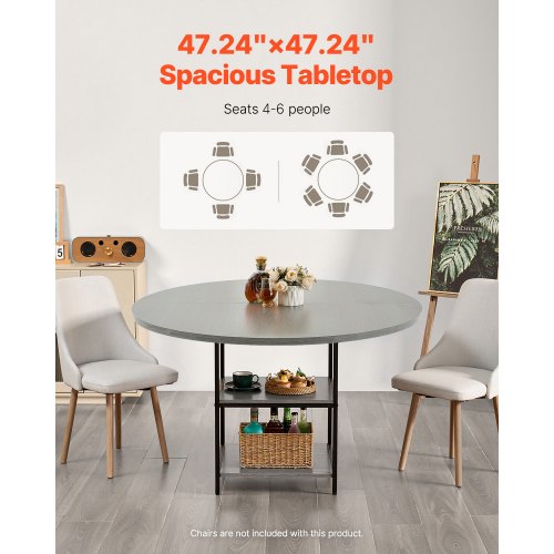 Round Dining Table 47 inch Wood Table for 46 Person Modern Circle Dinner