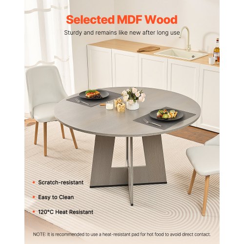 Round Dining Table 47 inch Wood Table for 46 Person Farmhouse Circle