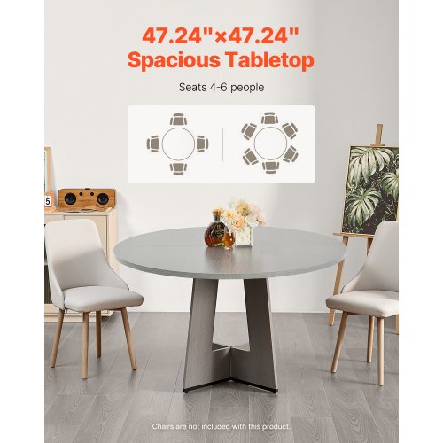 Round Dining Table 47 inch Wood Table for 46 Person Farmhouse Circle