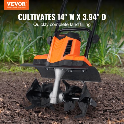 10 Amp Electric Tiller 14" Tilling Width 3.94" Depth Corded
