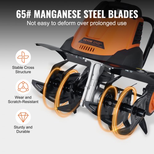 12 Amp Electric Tiller 18" Tilling Width 3.94" Tilling Depth Corded