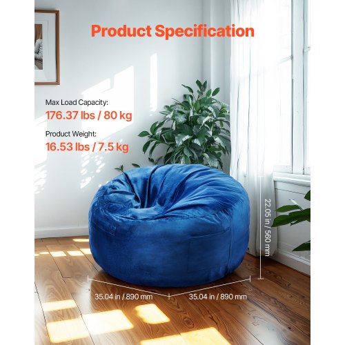 Bean Bag Chair 3 feet Round Bean Bag Chair with Removable and Washable