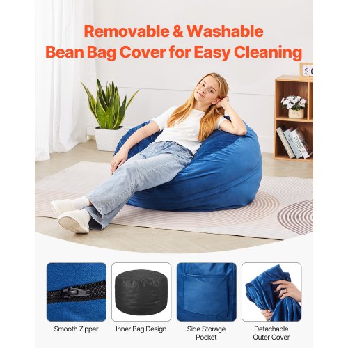 Bean Bag Chair 3 feet Round Bean Bag Chair with Removable and Washable