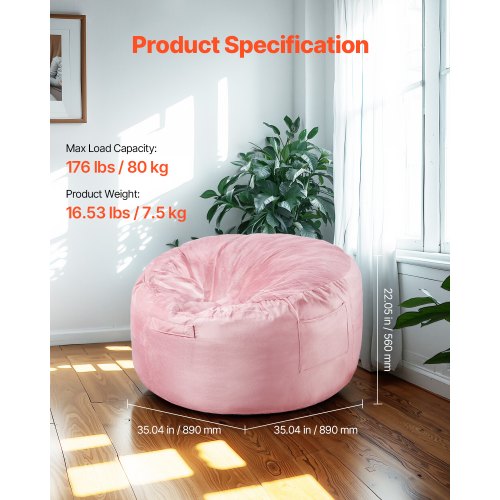 Bean Bag Chair 3 feet Round Bean Bag Chair with Removable and Washable