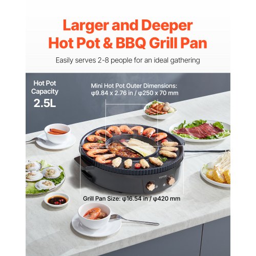 Hot Pot with Grill 1800W 2in1 Electric Smokeless Grill and Hot Pot