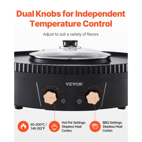 Hot Pot with Grill 1800W 2in1 Electric Smokeless Grill and Hot Pot