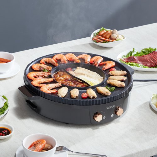 Hot Pot with Grill 1800W 2in1 Electric Smokeless Grill and Hot Pot