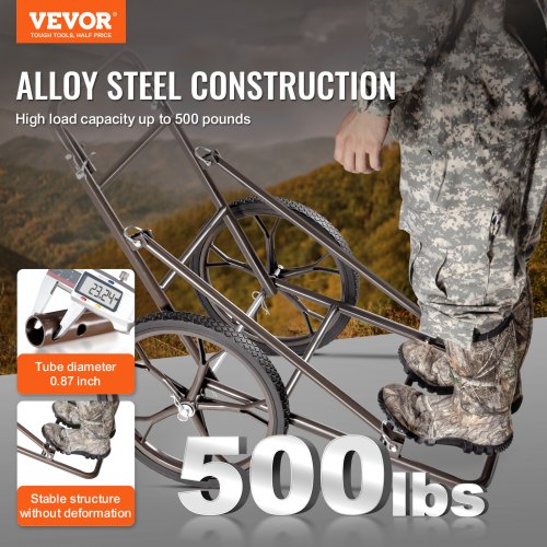Deer Cart 500 LBS Capacity Folding Game Cart Deer Cart Game Hauler with 17