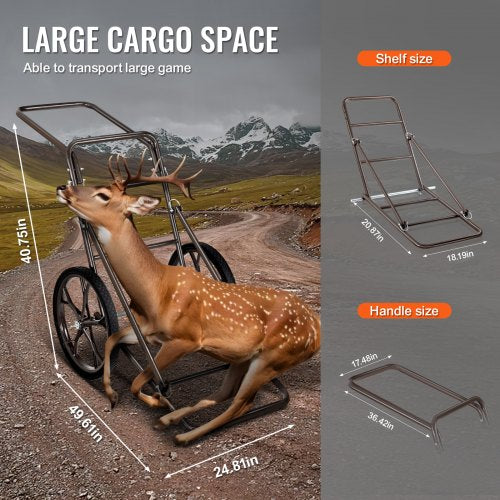 Deer Cart 500 LBS Capacity Folding Game Cart Deer Cart Game Hauler with 17