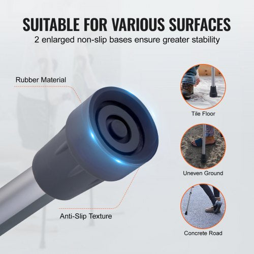 Underarm Crutches 13Level Height Adjustable Underarm Walking Crutches