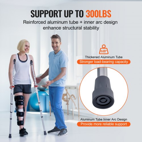 Underarm Crutches 13Level Height Adjustable Underarm Walking Crutches