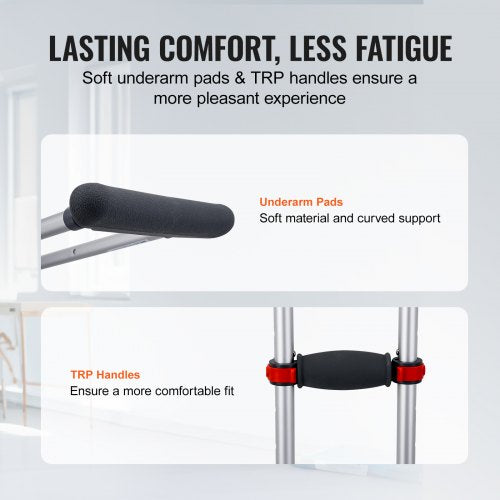 Underarm Crutches 13Level Height Adjustable Underarm Walking Crutches