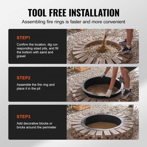 Fire Pit Ring 40Inch Outer36Inch Inner Diameter 8.5inch Height Fire Pit