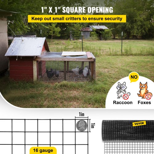 Hardware Cloth 24 x50 1x1 Mesh Size Galvanized Steel Vinyl