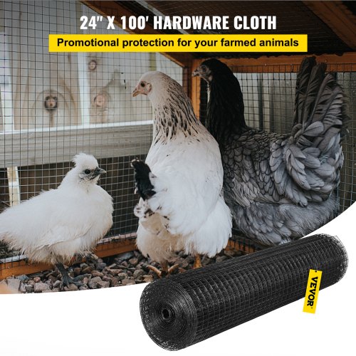 Hardware Cloth 24 x 100 1x1 Mesh Size Galvanized Steel Vinyl