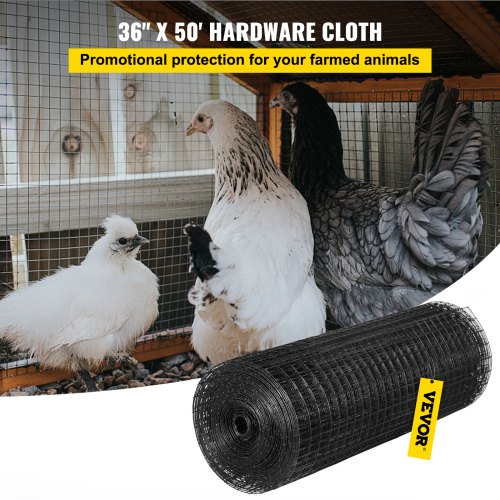 Hardware Cloth 36 x 50 1x1 Mesh Size Galvanized Steel Vinyl Coated