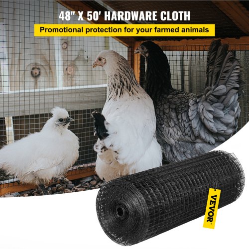 Hardware Cloth 48 x 50 1x1 Mesh Size Galvanized Steel Vinyl