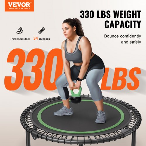 Foldable Mini Trampoline 40 Inch Fitness Rebounder Max Load 330 lbs