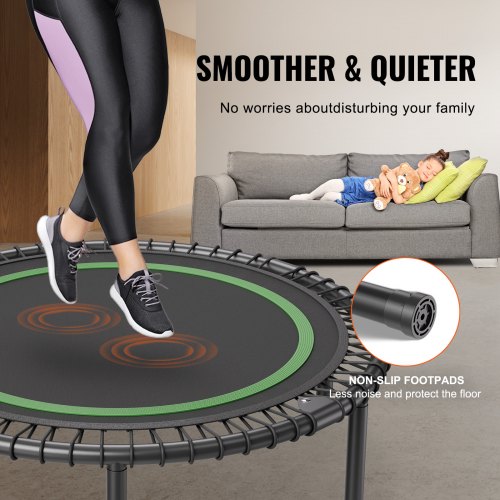 Foldable Mini Trampoline 40 Inch Fitness Rebounder Max Load 330 lbs