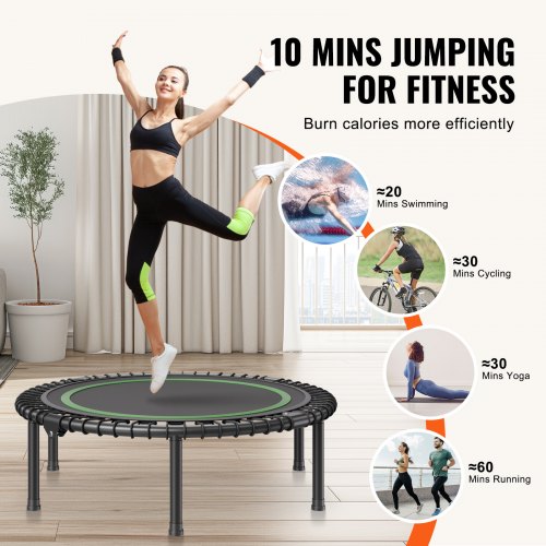 Foldable Mini Trampoline 40 Inch Fitness Rebounder Max Load 330 lbs