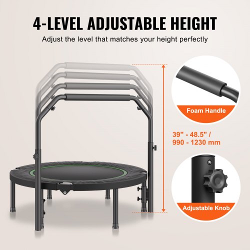 Foldable Mini Trampoline 40 Inch Fitness Rebounder Max Load 330lbs