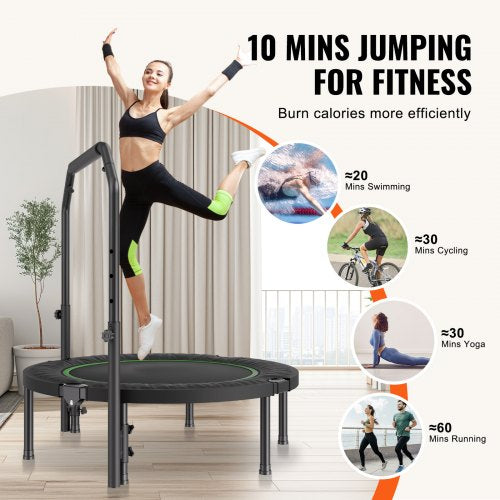 Foldable Mini Trampoline 40 Inch Fitness Rebounder Max Load 330lbs