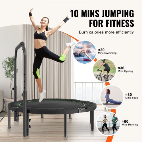 Foldable Mini Trampoline 52 Inch Fitness Rebounder Max Load 450lbs