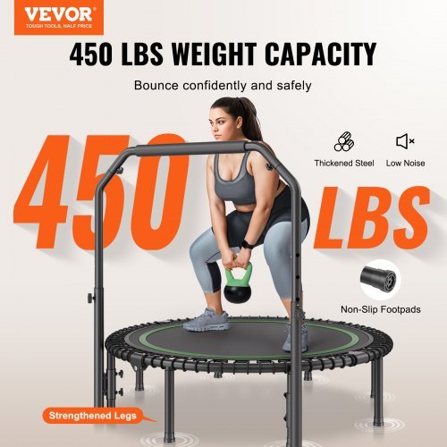 Foldable Mini Trampoline 51 Inch Fitness Rebounder Max Load 450lbs