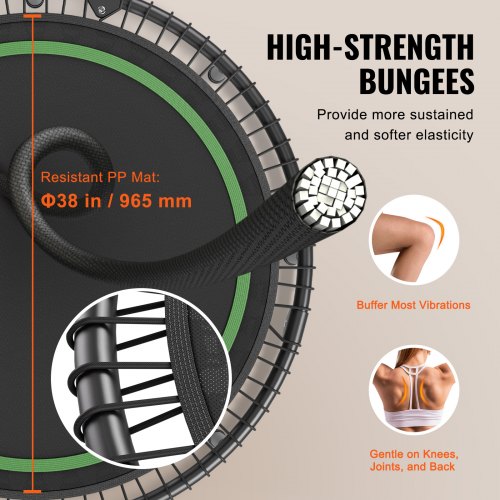 Foldable Mini Trampoline 51 Inch Fitness Rebounder Max Load 450lbs