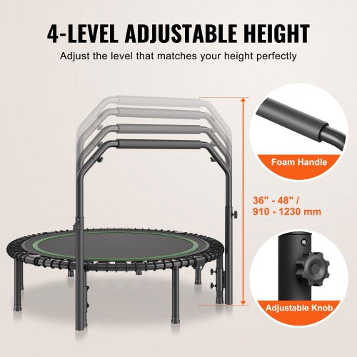 Foldable Mini Trampoline 51 Inch Fitness Rebounder Max Load 450lbs