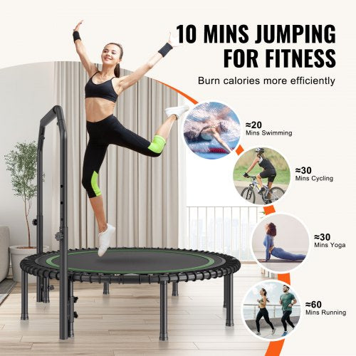 Foldable Mini Trampoline 51 Inch Fitness Rebounder Max Load 450lbs