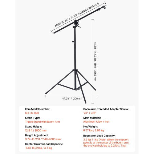 Air Cushioned Aluminum Light Stand Max Height 128 ft390 cm Adjustable
